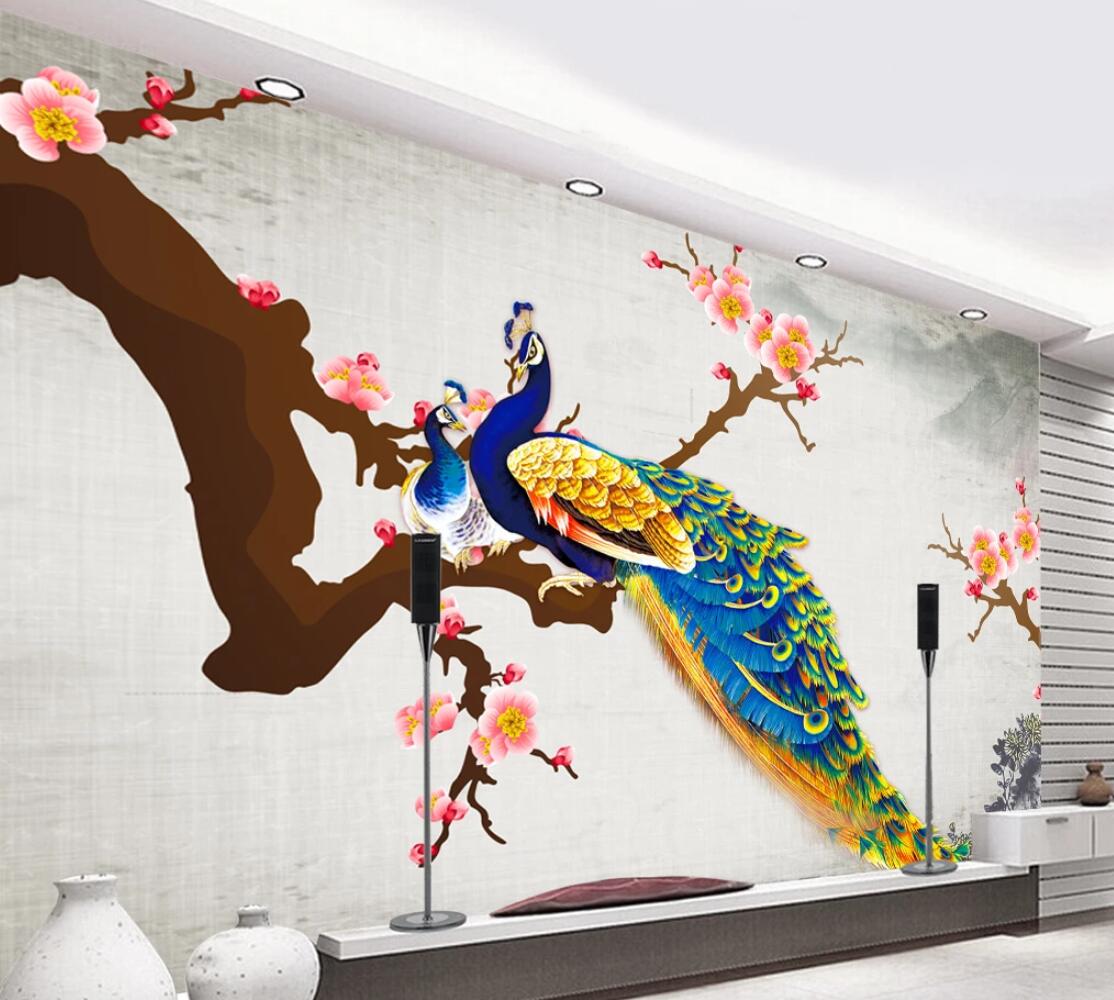 3D Peacock Plum WC331 Wall Murals