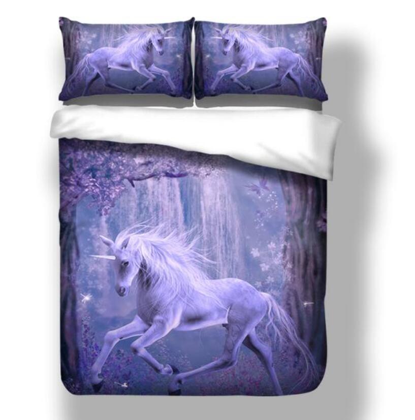 3D White Unicorn 6627 Bed Pillowcases Quilt