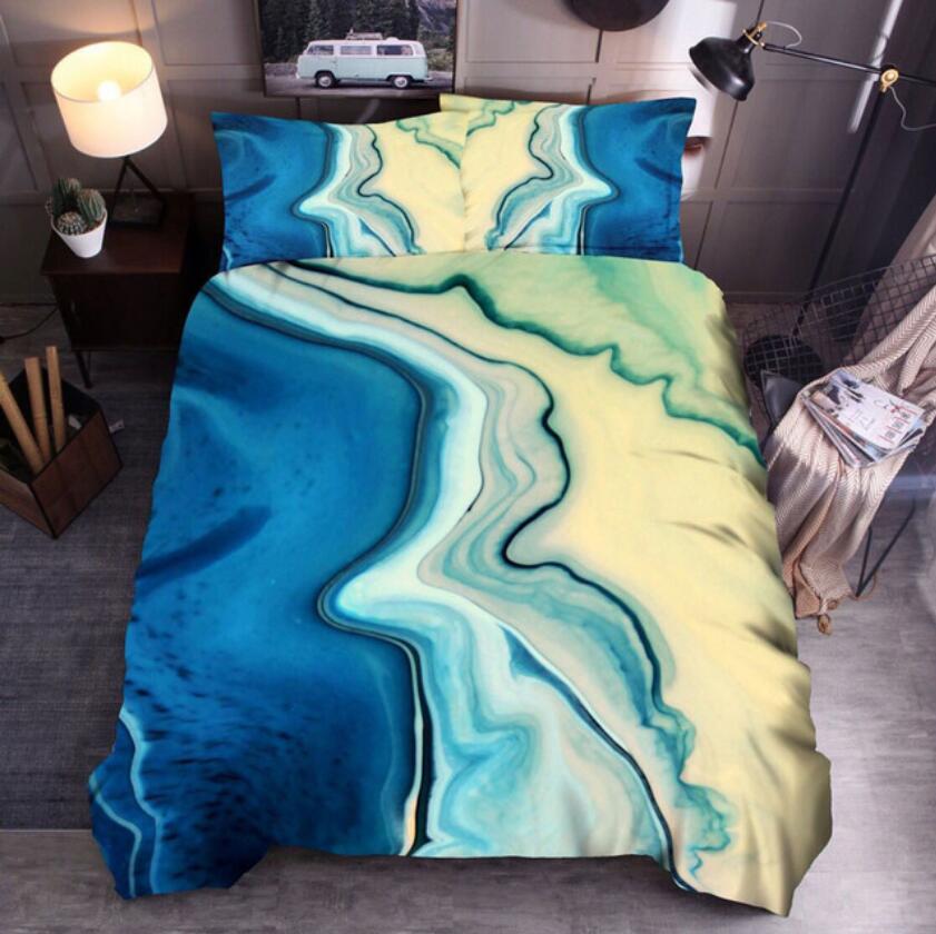 3D Yellow-Green Flow 6603 Bed Pillowcases Quilt