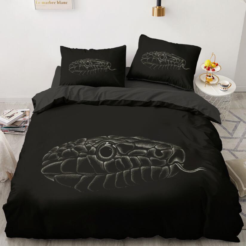 3D Black Background Snake Head 5592 Bed Pillowcases Quilt