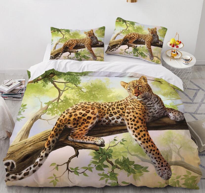 3D Leopard Branches 059 Bed Pillowcases Quilt
