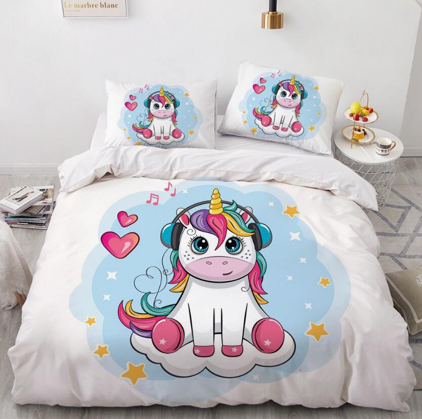 3D Unicorn 55186 Bed Pillowcases Quilt