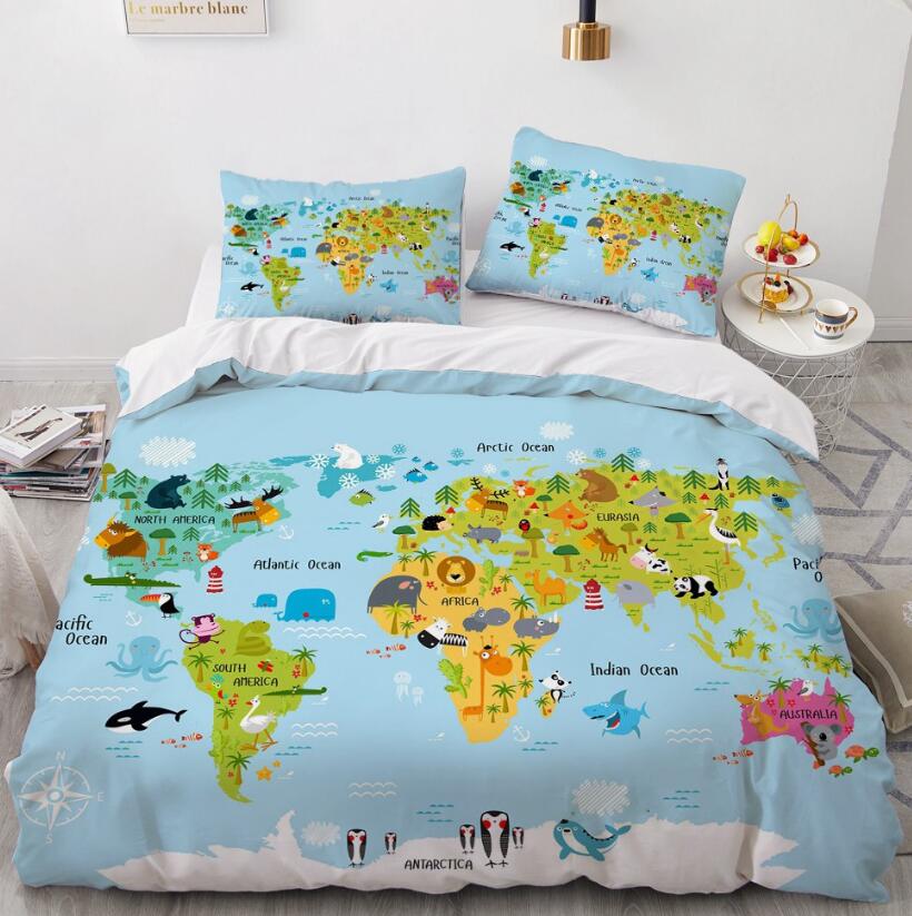 3D Animal Map 078 Bed Pillowcases Quilt