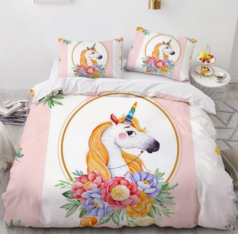 3D Flower Circle Unicorn 181 Bed Pillowcases Quilt