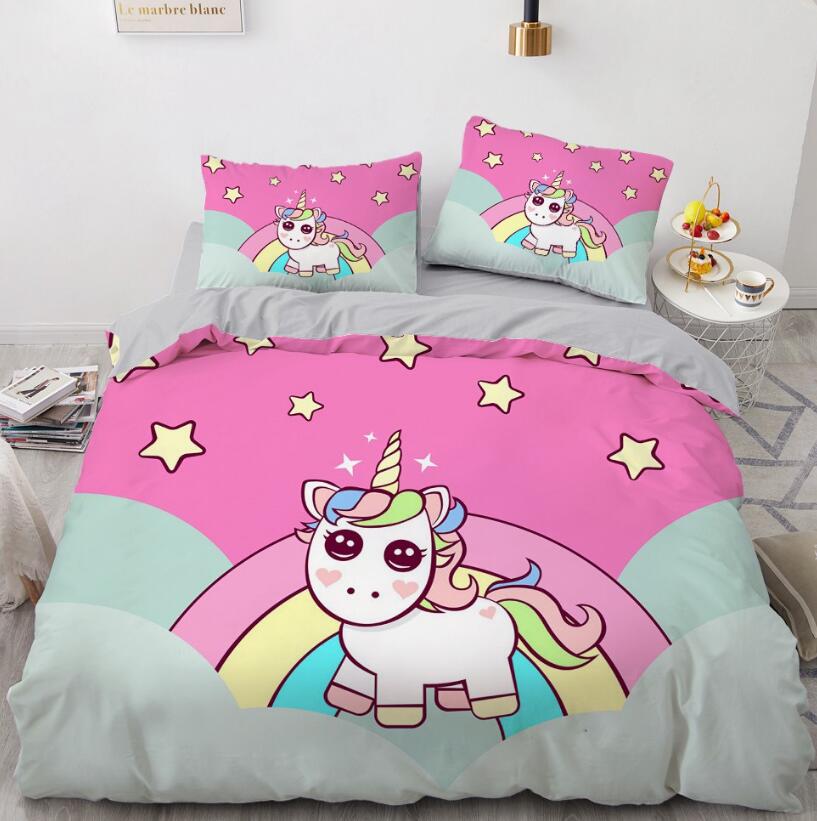 3D Cartoon Unicorn Star 182 Bed Pillowcases Quilt