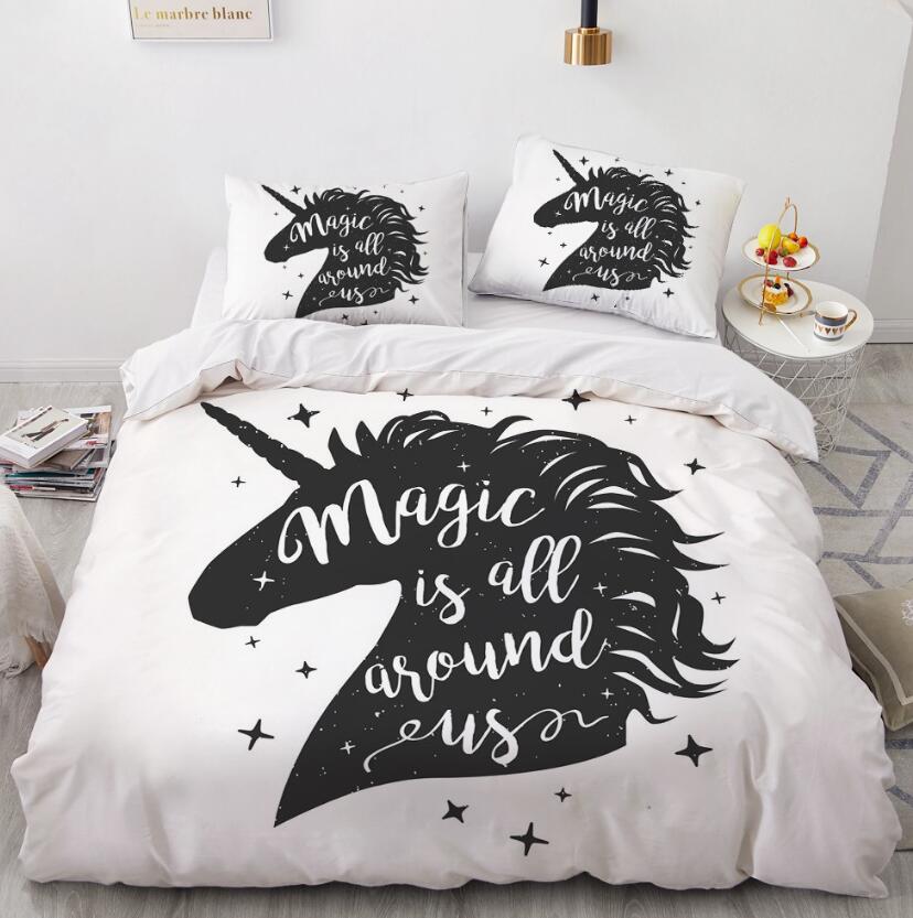 3D Black Unicorn 186 Bed Pillowcases Quilt