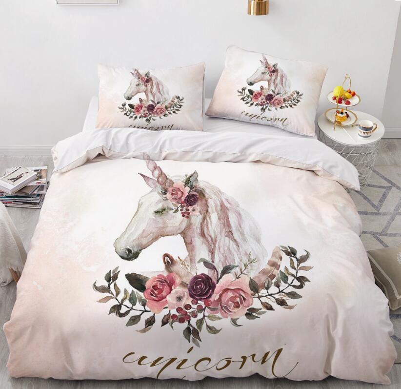 3D Unicorn Flower Leaf 189 Bed Pillowcases Quilt