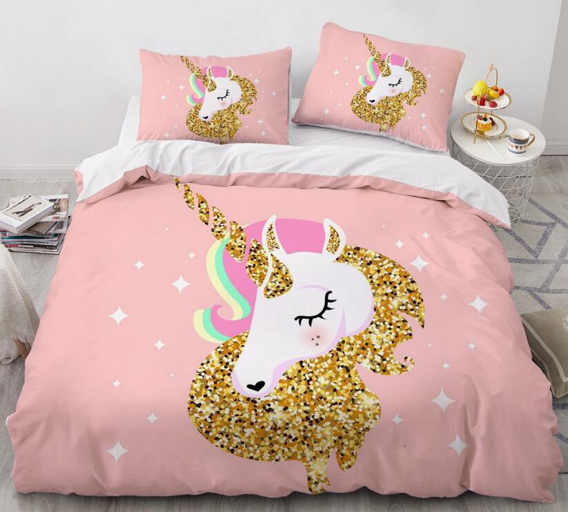 3D Golden Unicorn 172 Bed Pillowcases Quilt