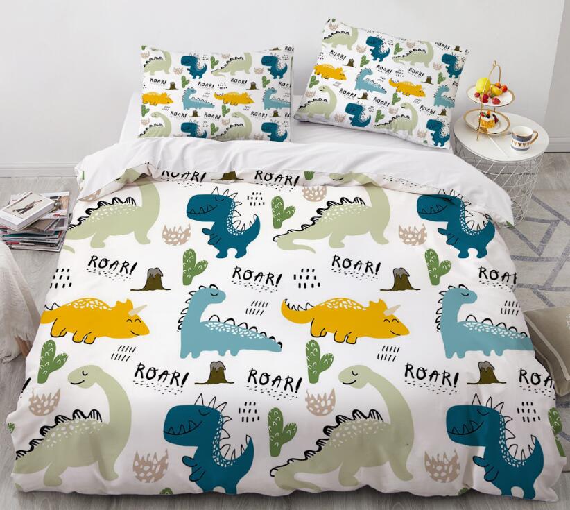 3D Cartoons Color Dinosaur 018 Bed Pillowcases Quilt