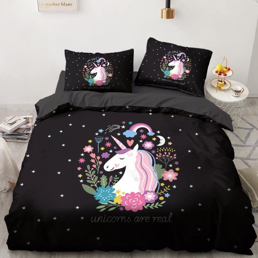 3D Unicorn Small Flower 149 Bed Pillowcases Quilt