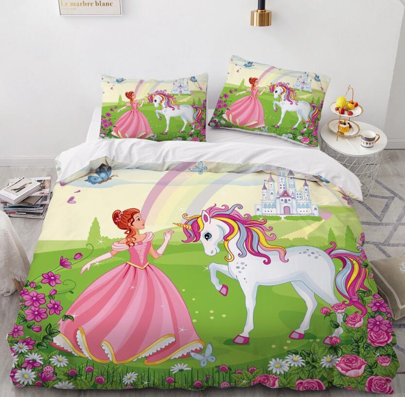 3D Unicorn Princess 153 Bed Pillowcases Quilt