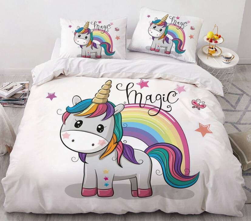 3D Unicorn Rainbow 154 Bed Pillowcases Quilt