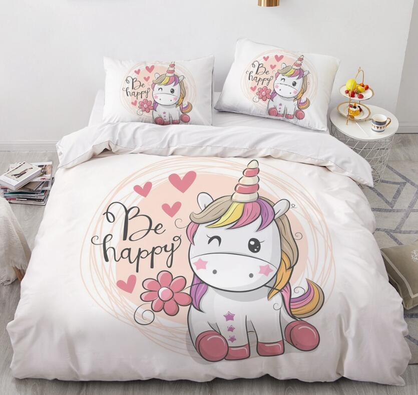 3D Unicorn Love 155 Bed Pillowcases Quilt