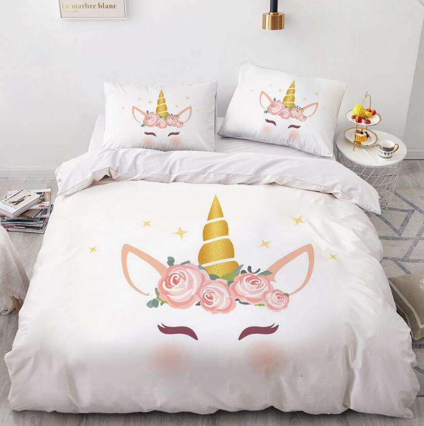 3D Unicorn Horn Flower 162 Bed Pillowcases Quilt