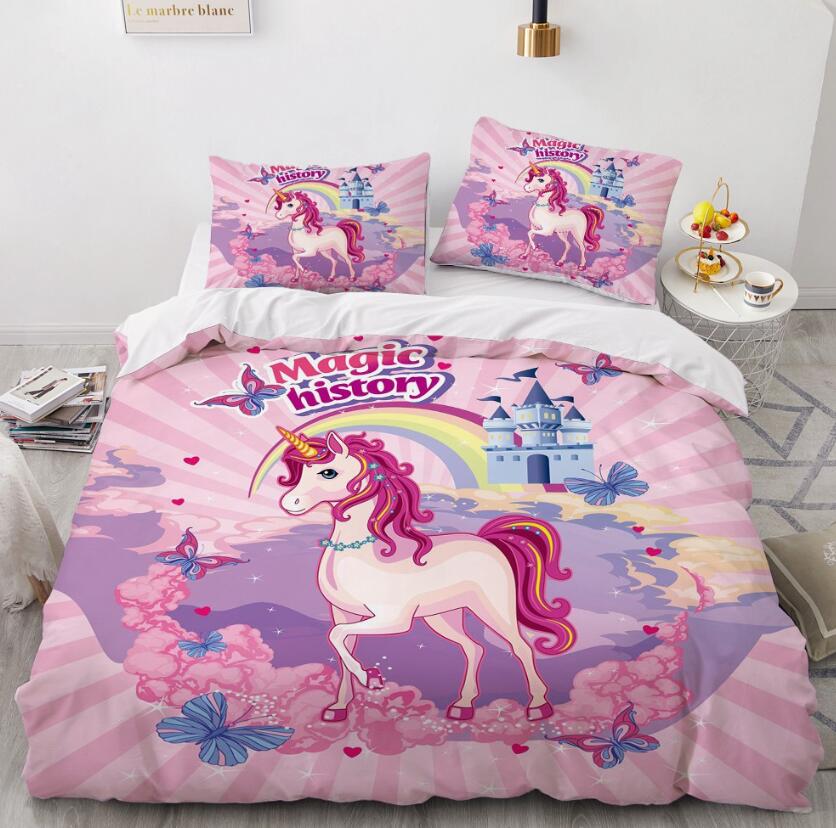 3D Unicorn Castle 164 Bed Pillowcases Quilt