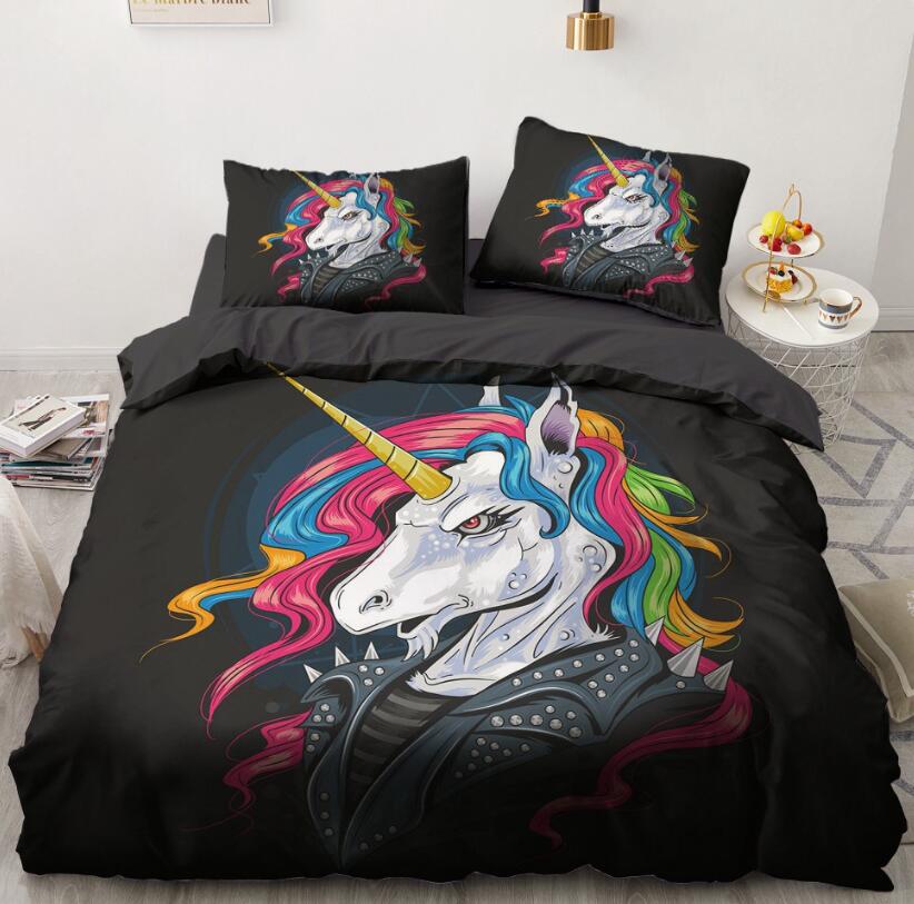 3D Rainbow Unicorn 9131 Bed Pillowcases Quilt