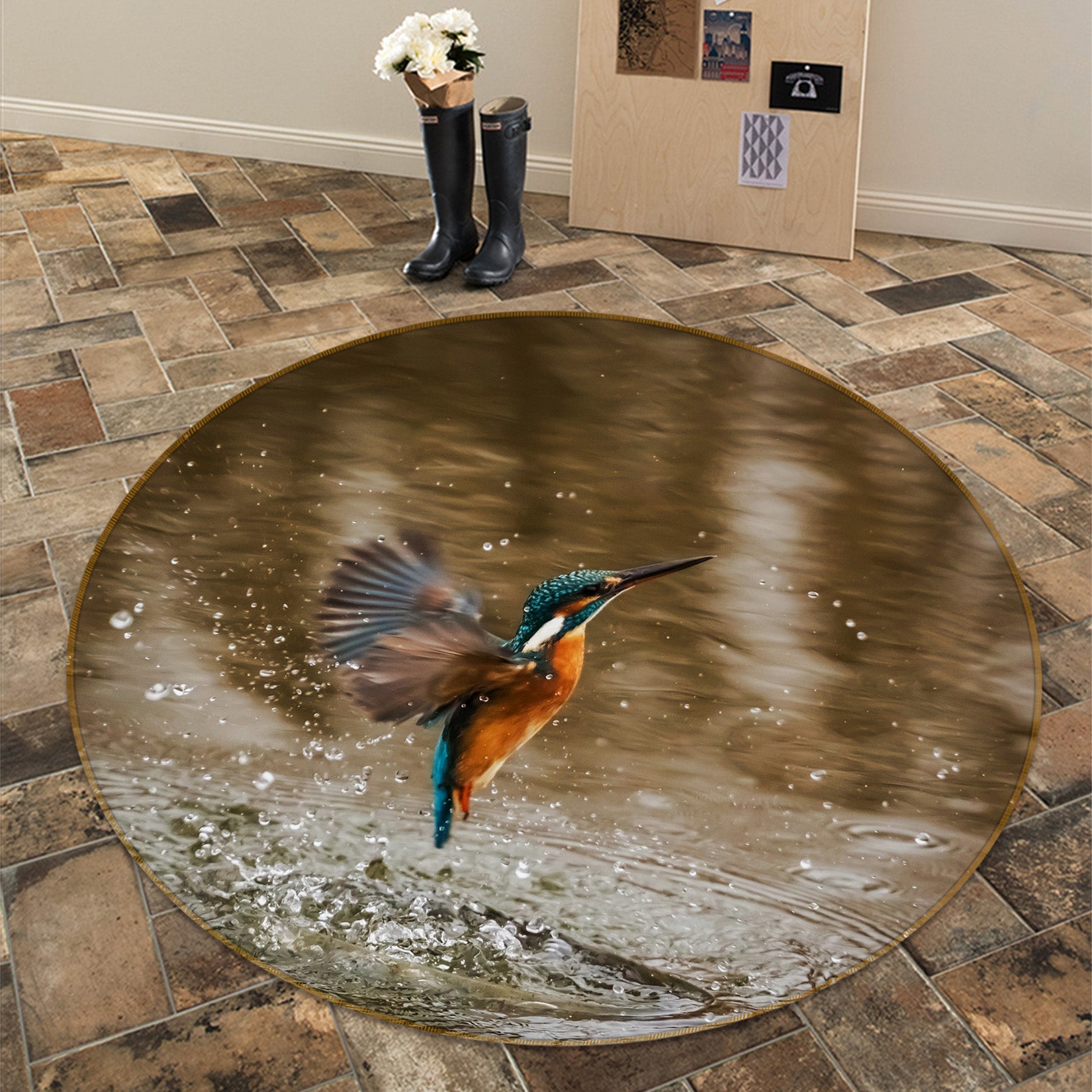 3D Kingfisher 81297 Animal Round Non Slip Rug Mat