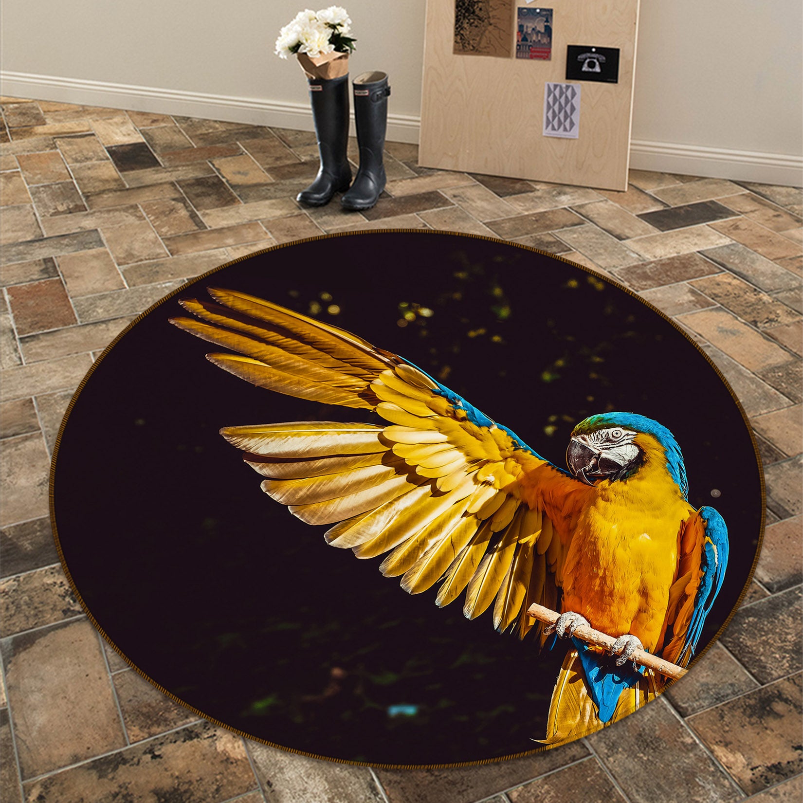 3D Parrot 81274 Animal Round Non Slip Rug Mat