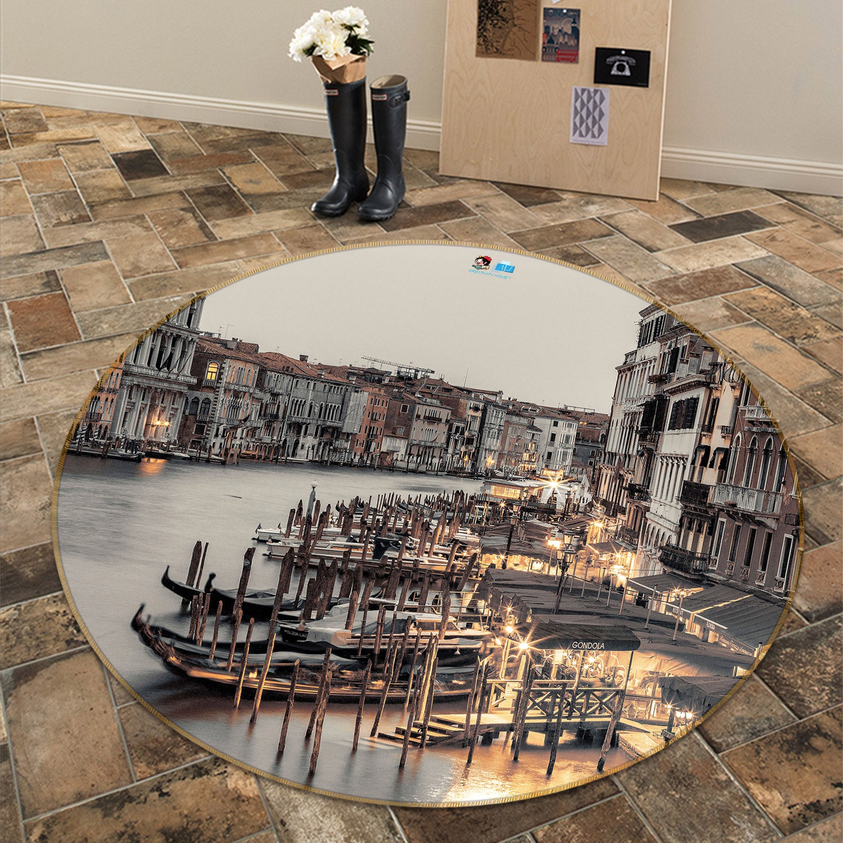 3D Venice City 7314 Assaf Frank Rug Round Non Slip Rug Mat