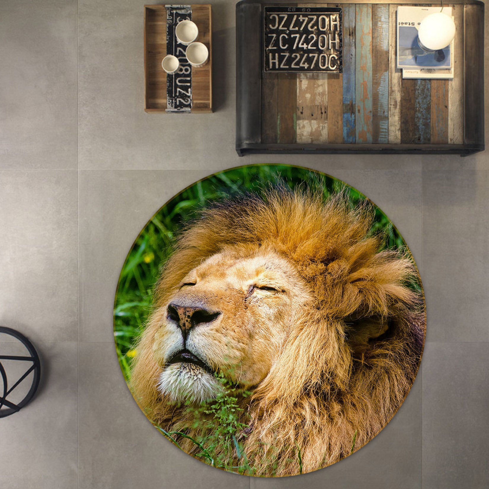 3D Lion 81264 Animal Round Non Slip Rug Mat