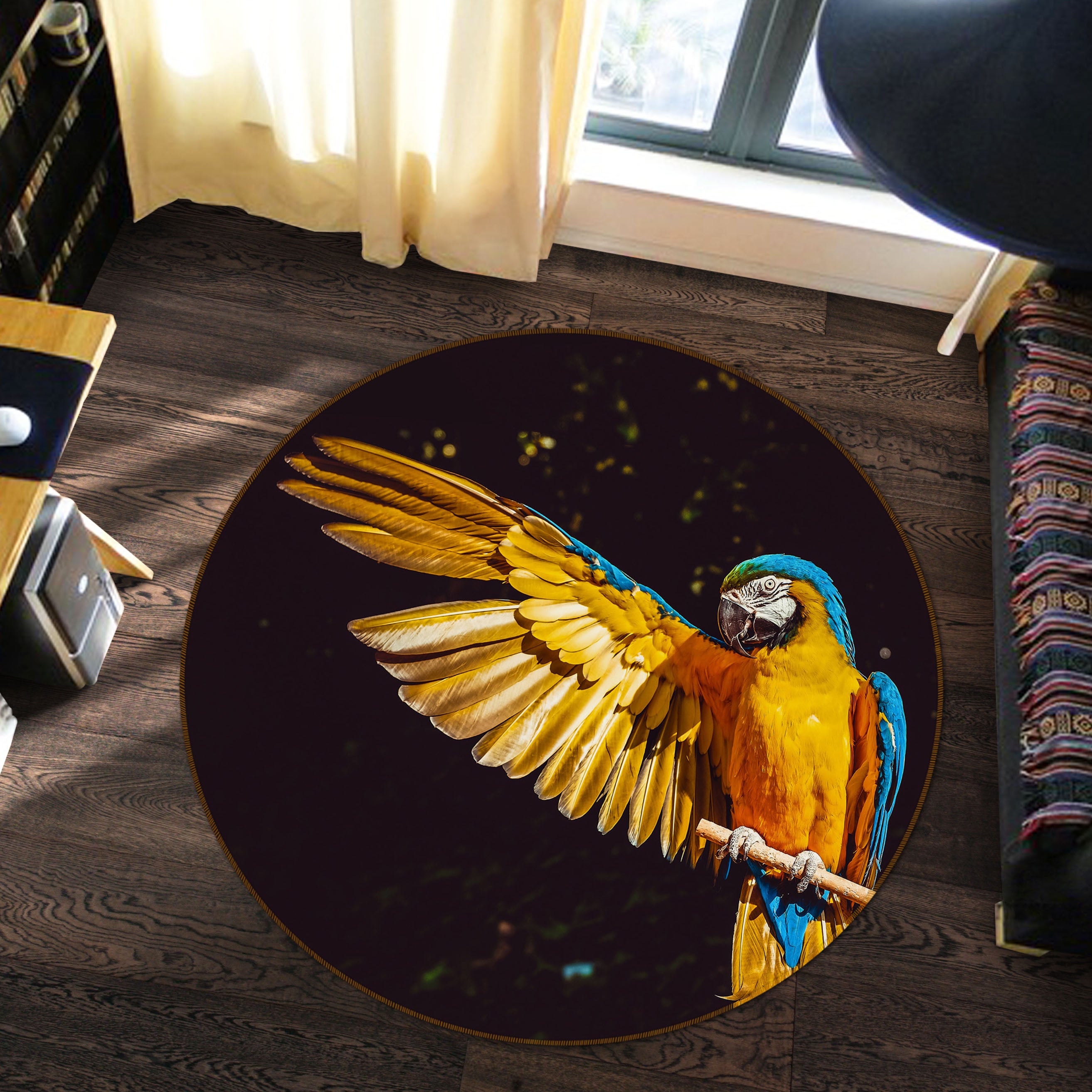 3D Parrot 81274 Animal Round Non Slip Rug Mat