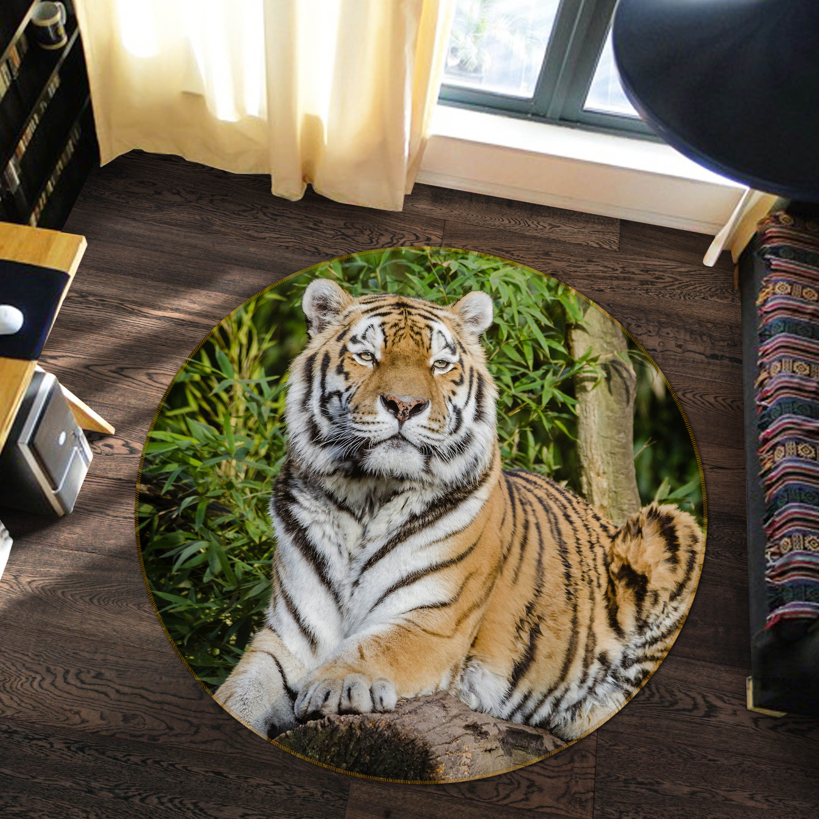 3D Tiger 81268 Animal Round Non Slip Rug Mat