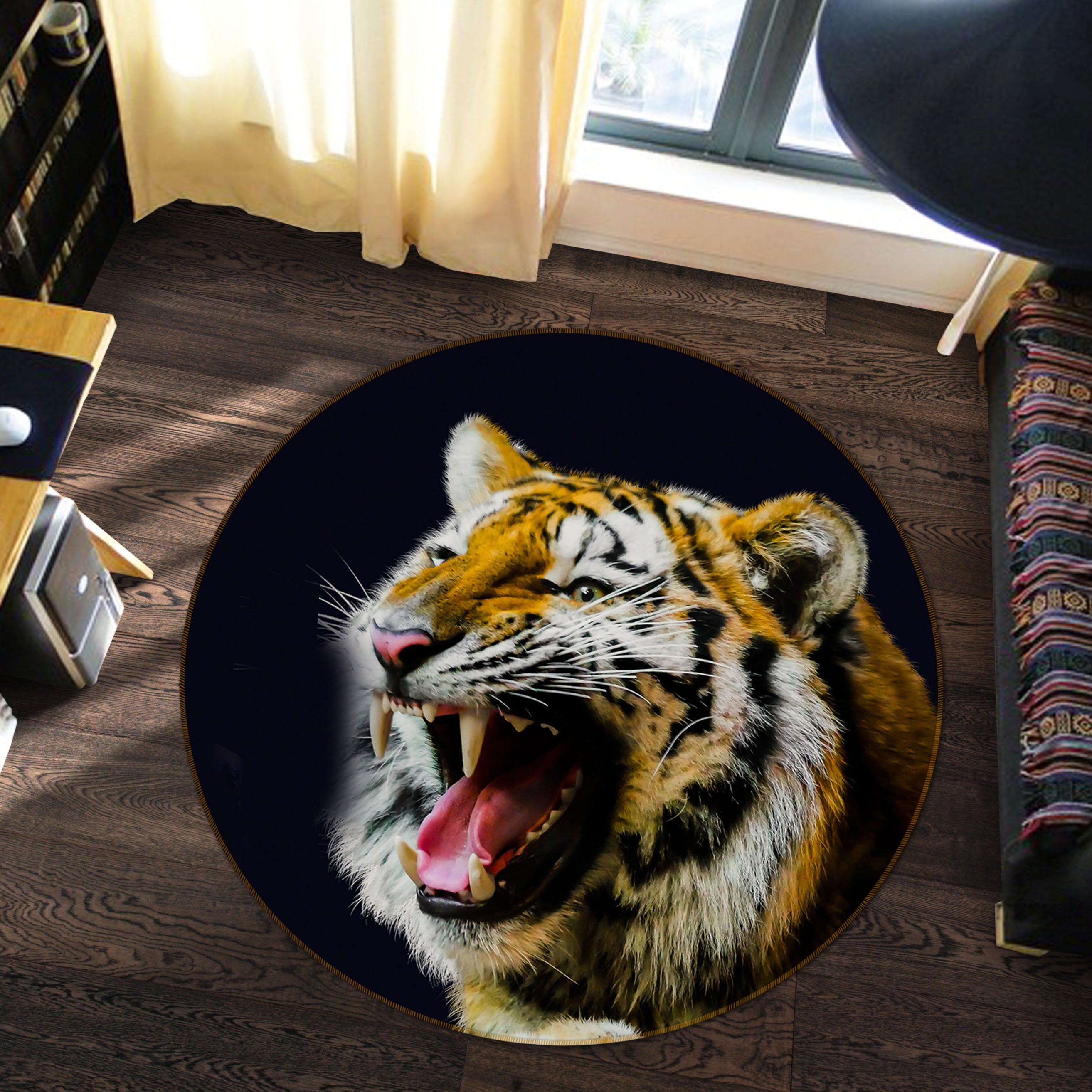 3D Tiger 82196 Animal Round Non Slip Rug Mat