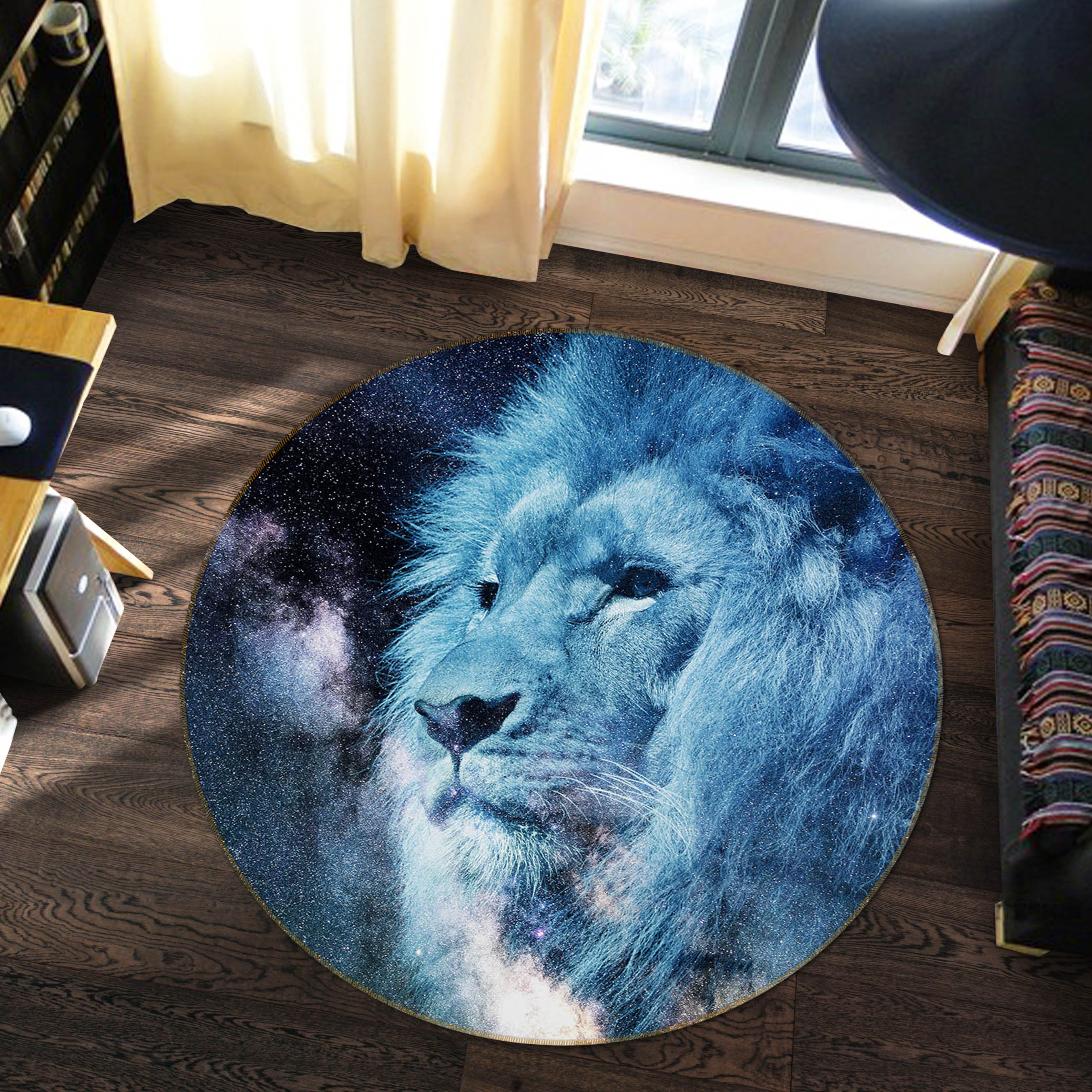 3D Lion 82252 Animal Round Non Slip Rug Mat