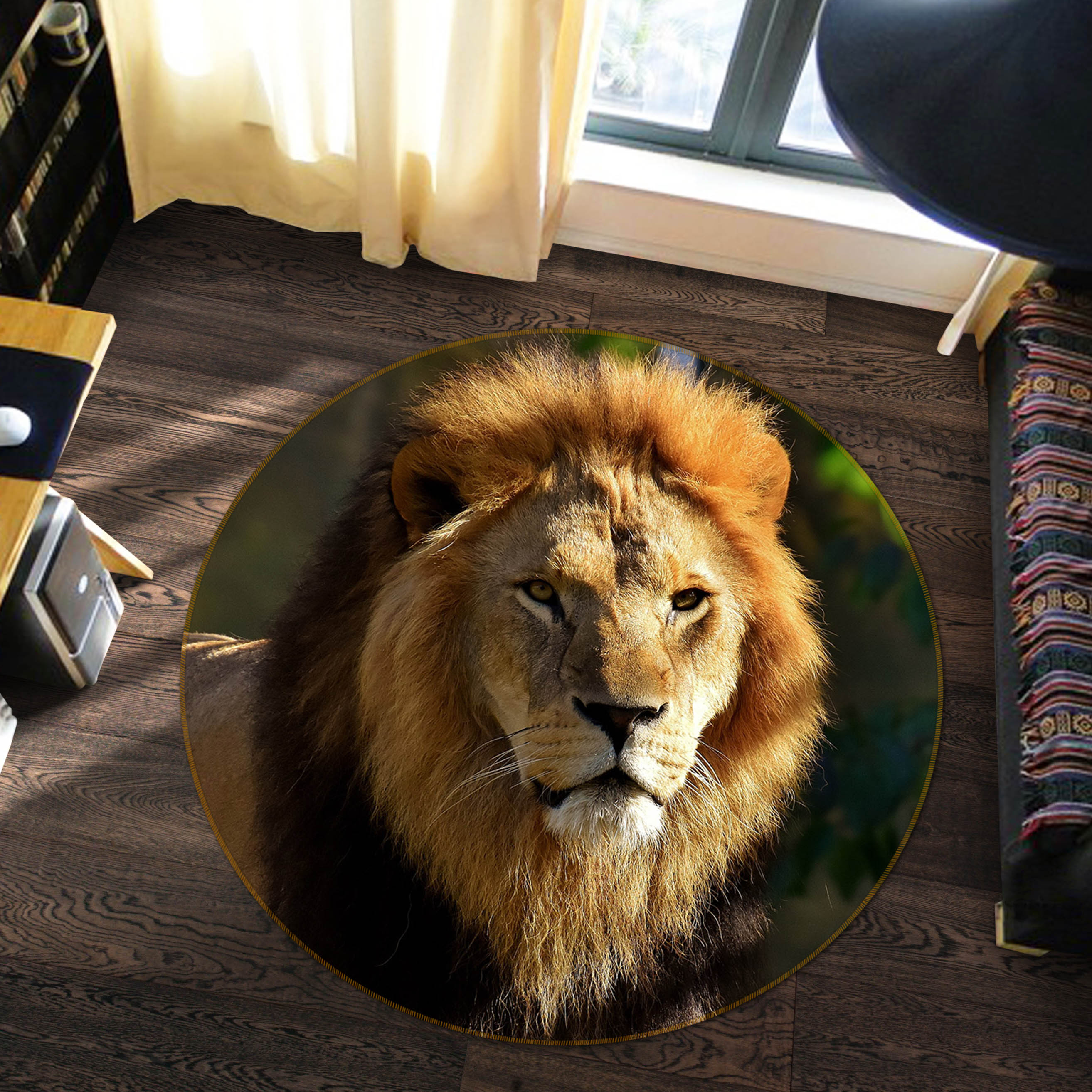 3D Lion 82253 Animal Round Non Slip Rug Mat