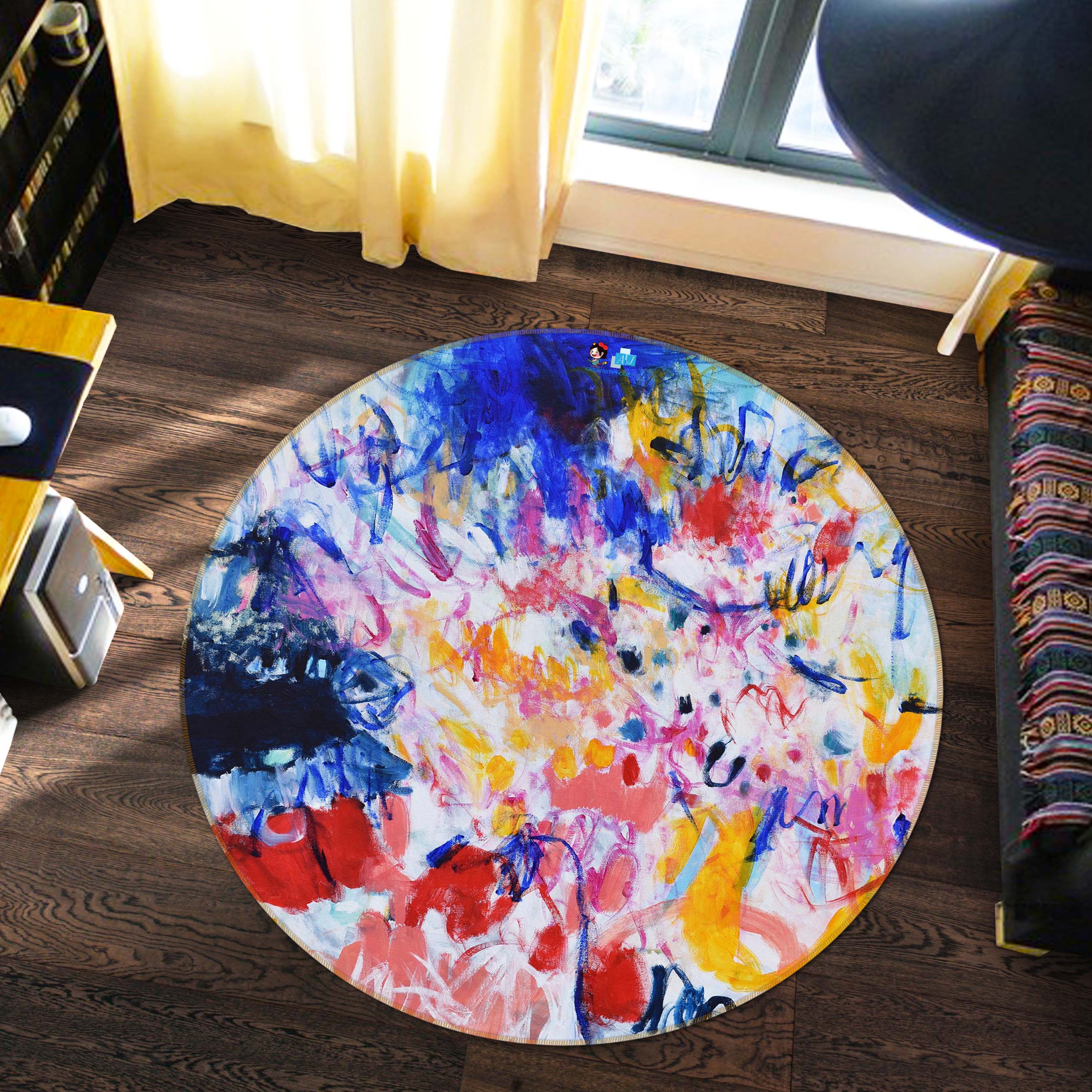 3D Art Graffiti 1398 Misako Chida Rug Round Non Slip Rug Mat