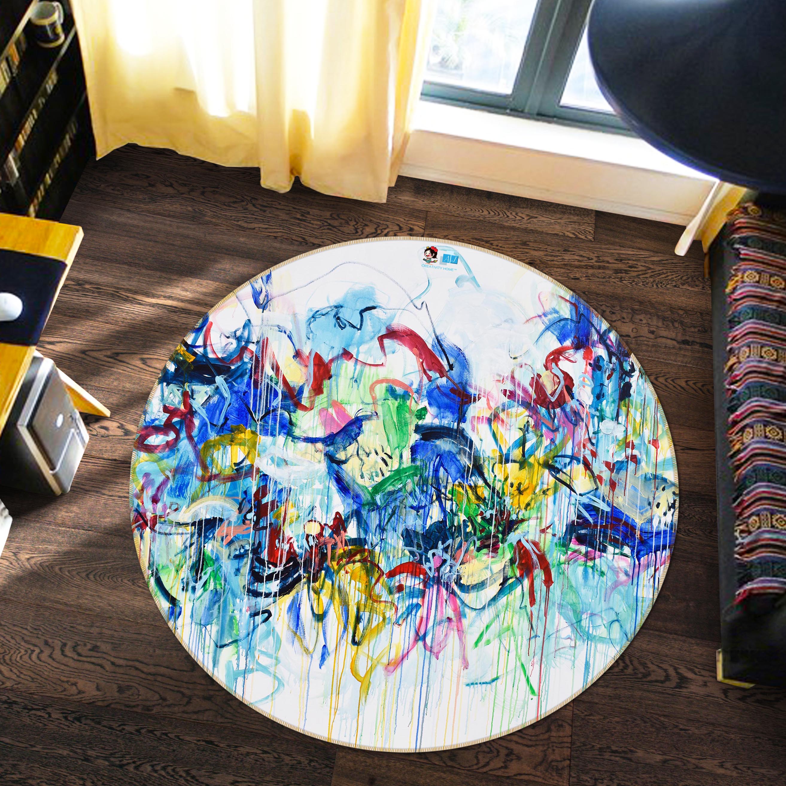 3D Colorful Graffiti 1397 Misako Chida Rug Round Non Slip Rug Mat