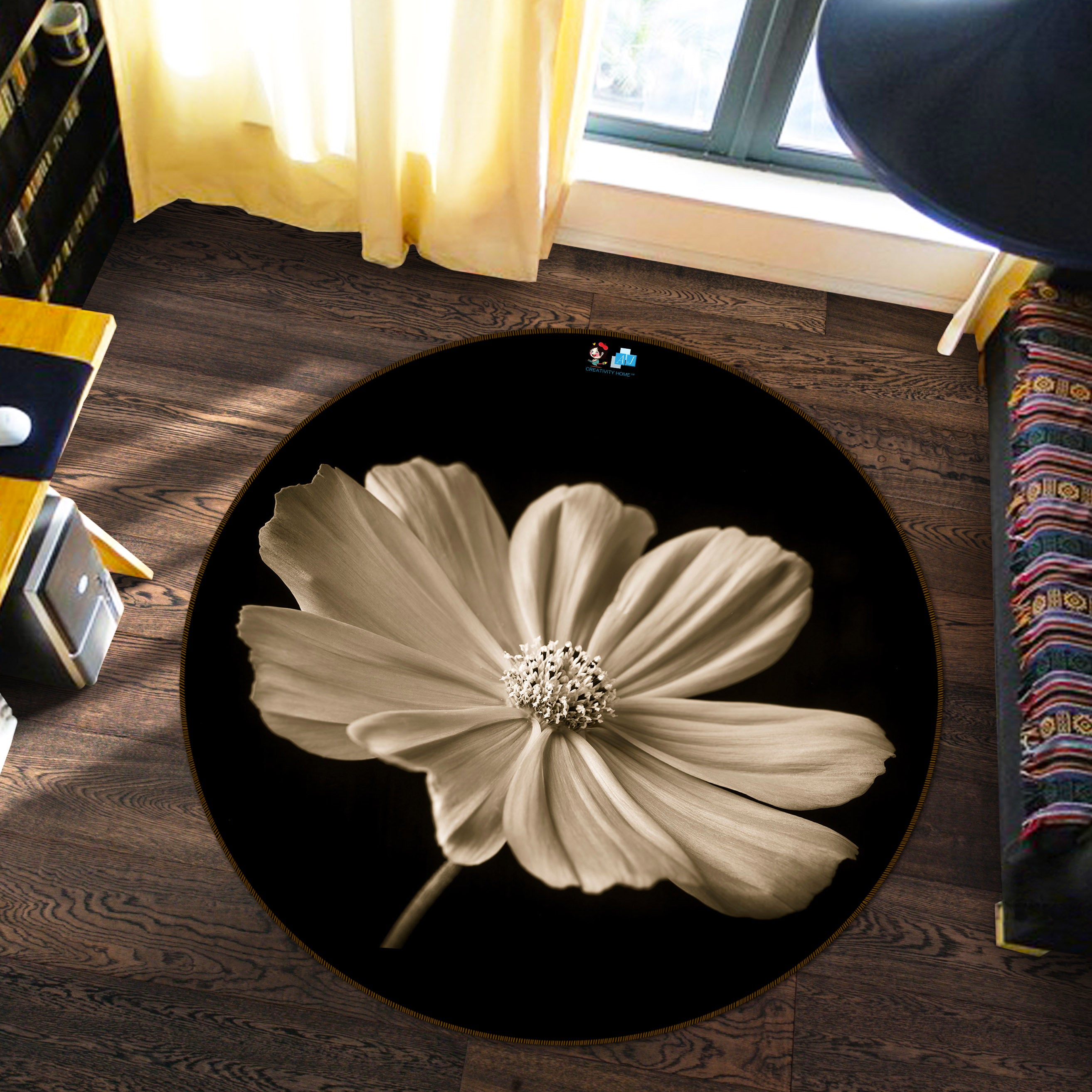 3D Modern Flowers 7306 Assaf Frank Rug Round Non Slip Rug Mat