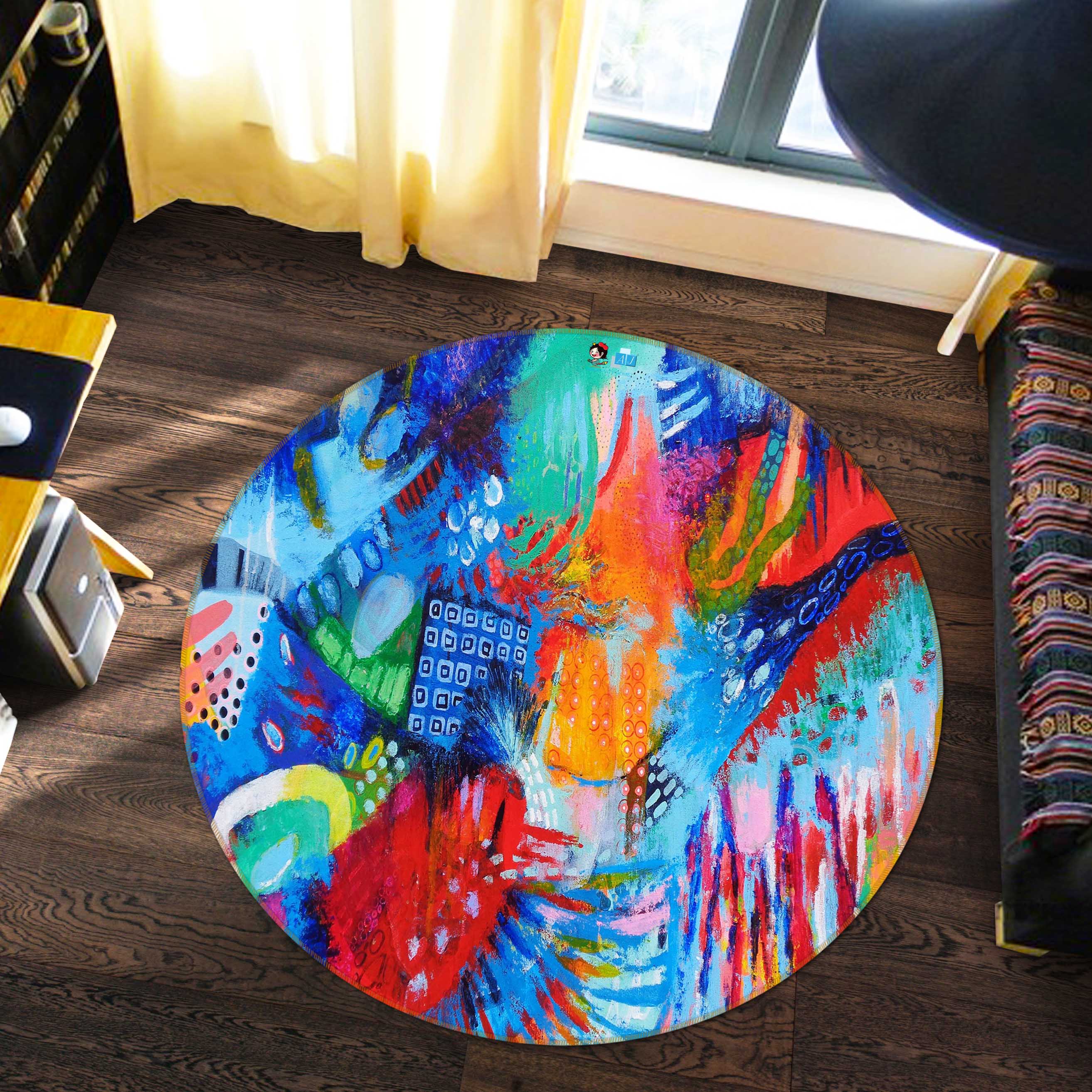 3D Watercolor Painting 1391 Misako Chida Rug Round Non Slip Rug Mat