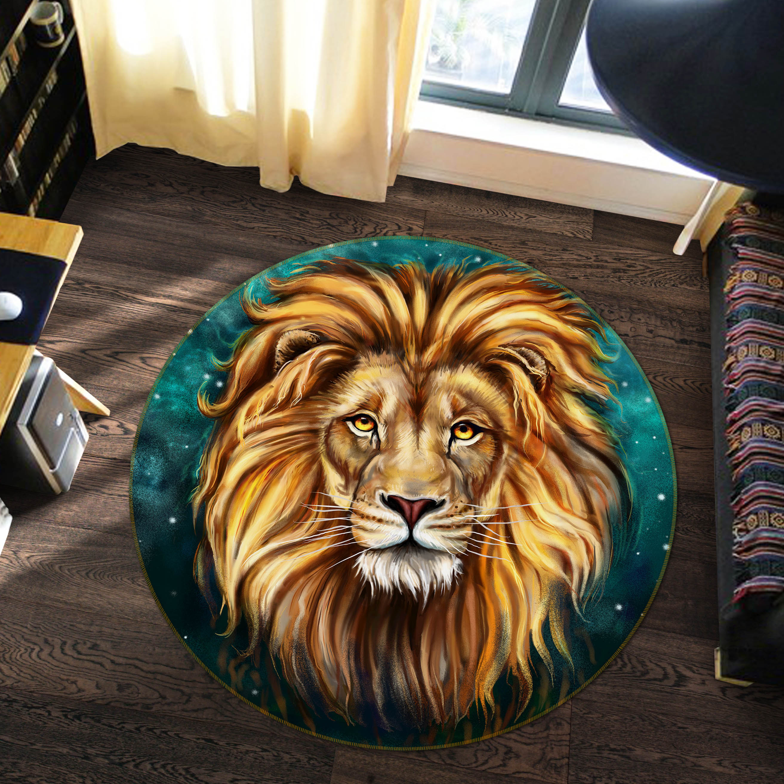 3D Lion 37210 Animal Round Non Slip Rug Mat