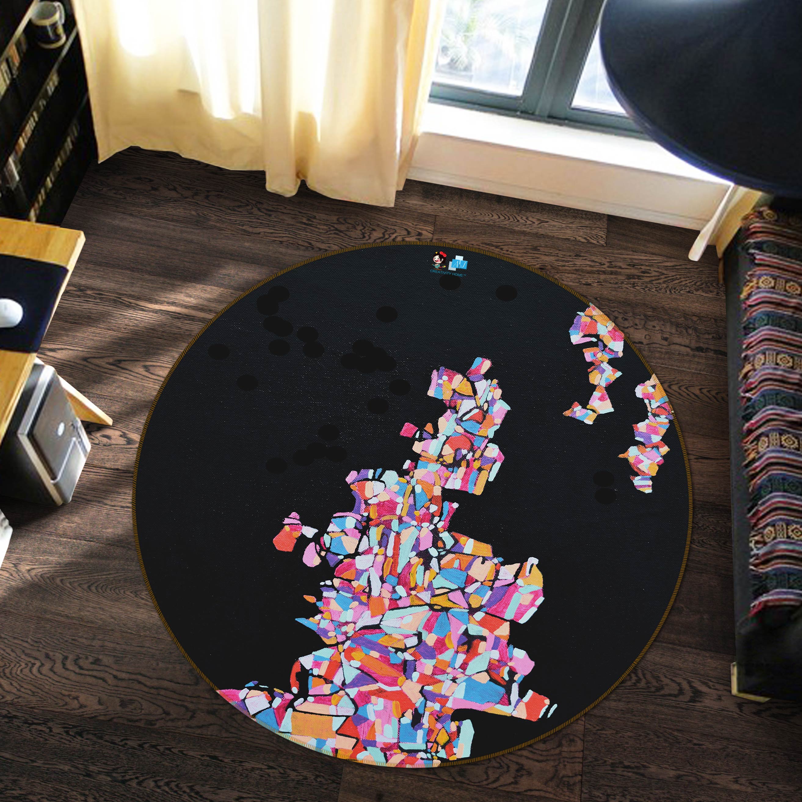 3D Color Graphics 1361 Misako Chida Rug Round Non Slip Rug Mat