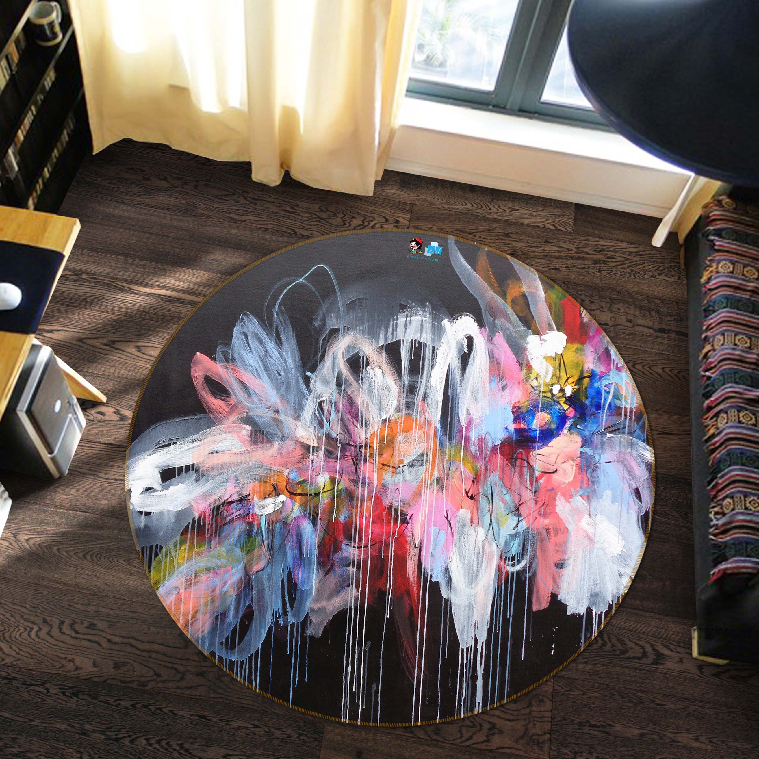 3D Painted Graffiti 1377 Misako Chida Rug Round Non Slip Rug Mat