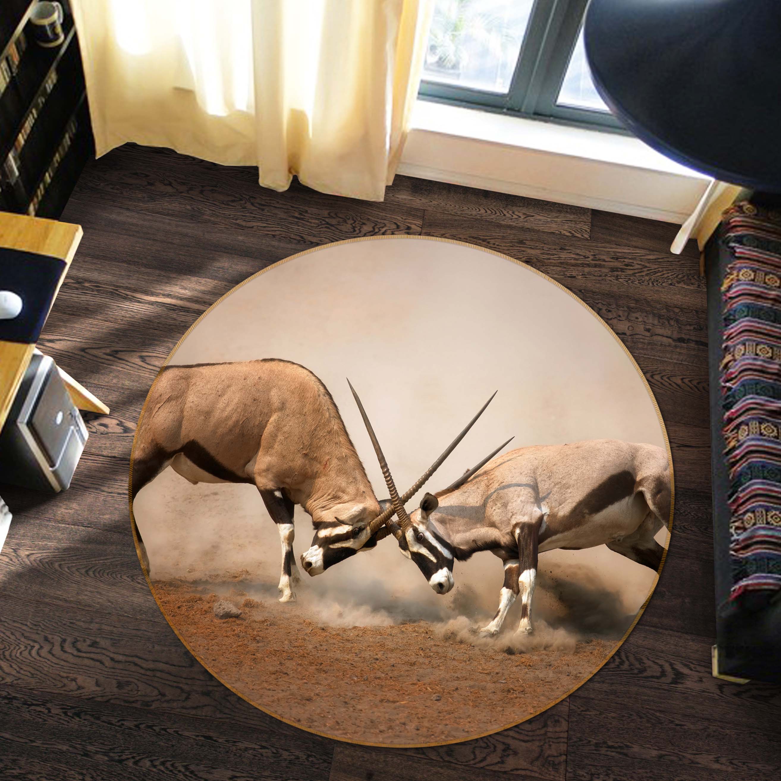 3D Antelope 38063 Animal Round Non Slip Rug Mat