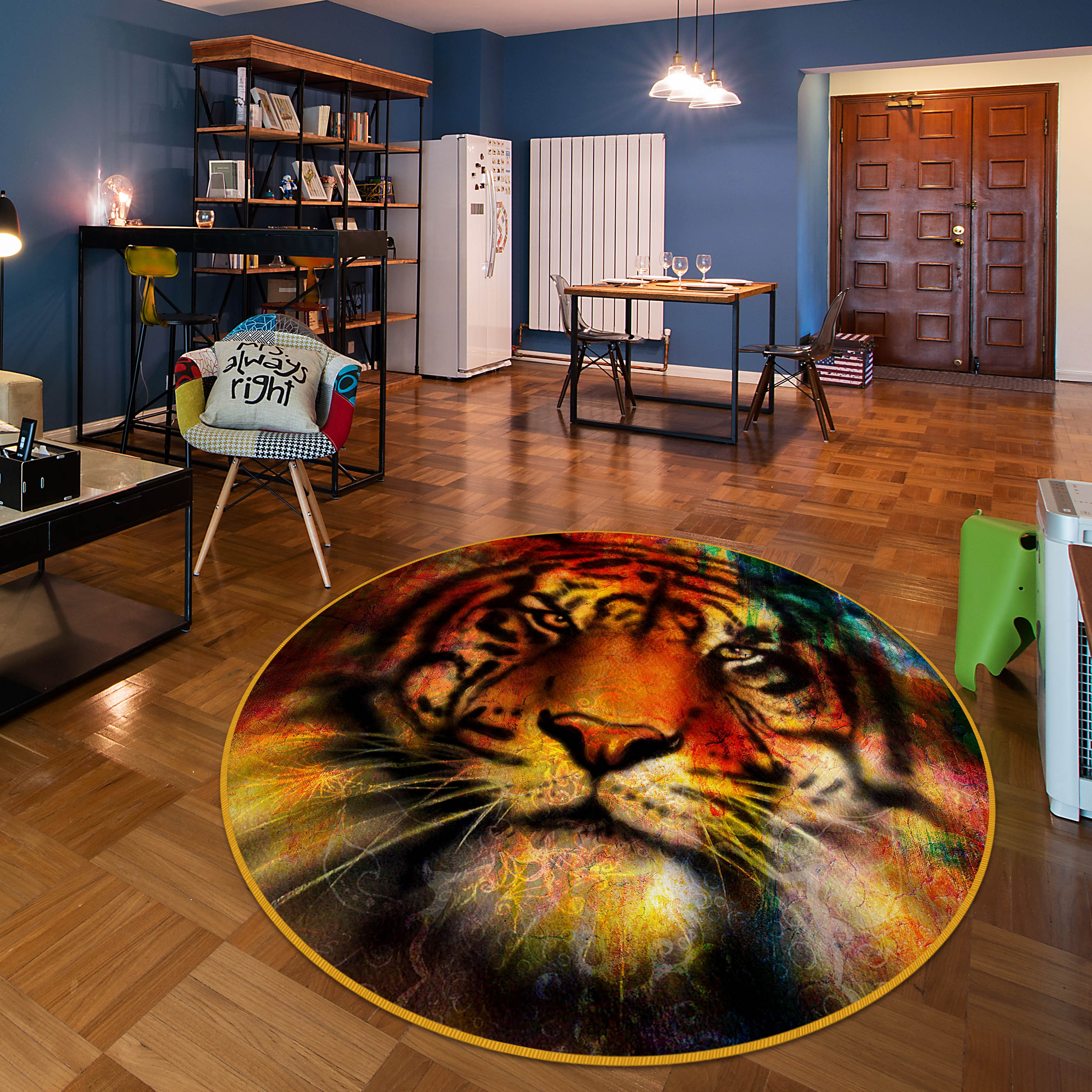 3D Tiger 37223 Animal Round Non Slip Rug Mat