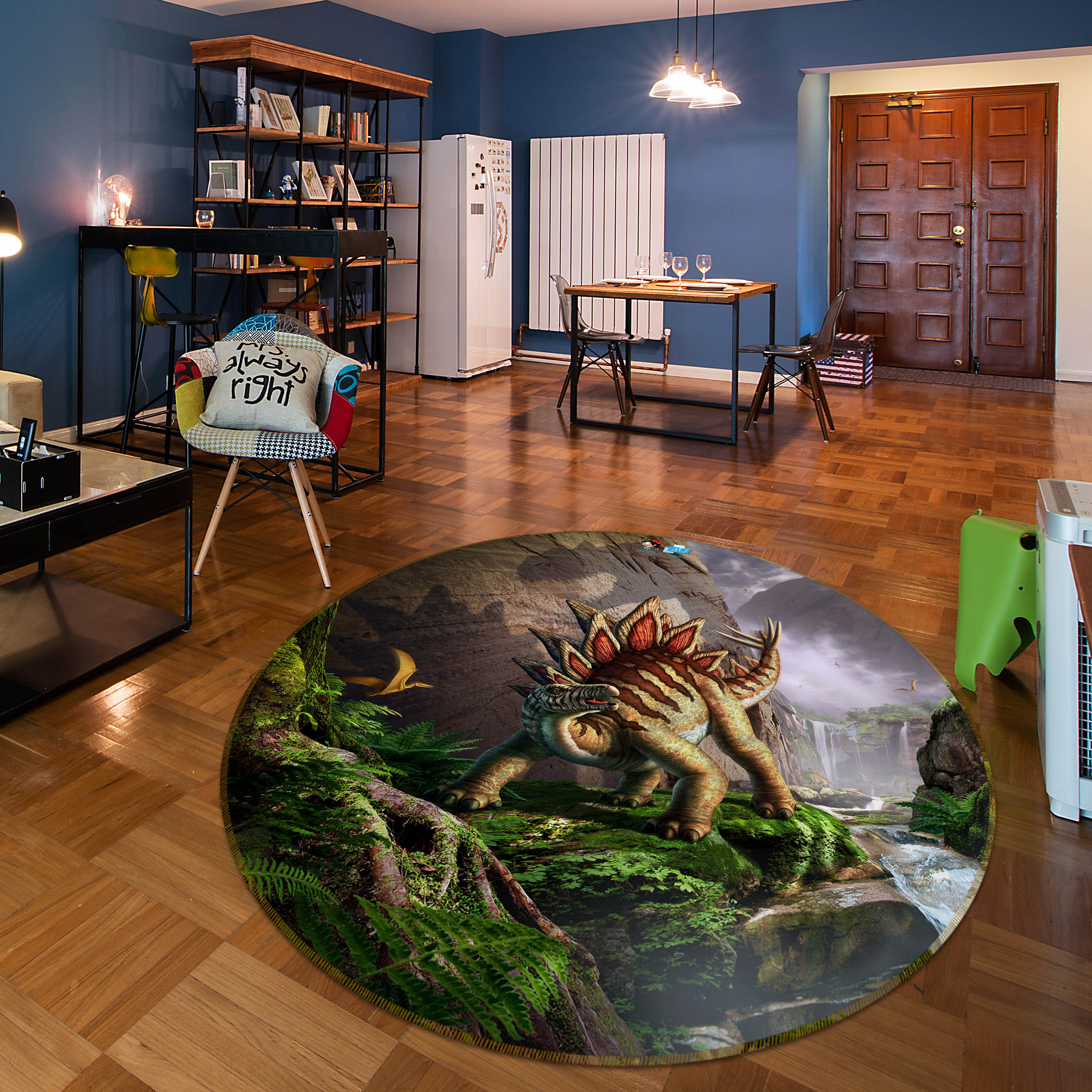 3D Rare Dinosaur 46894 Jerry LoFaro Rug Round Non Slip Rug Mat