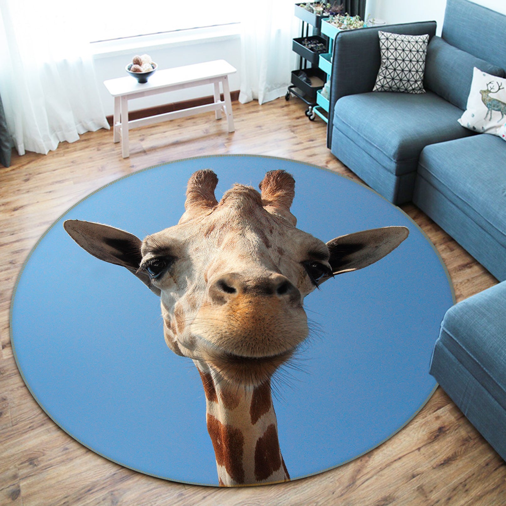 3D Giraffe 82229 Animal Round Non Slip Rug Mat