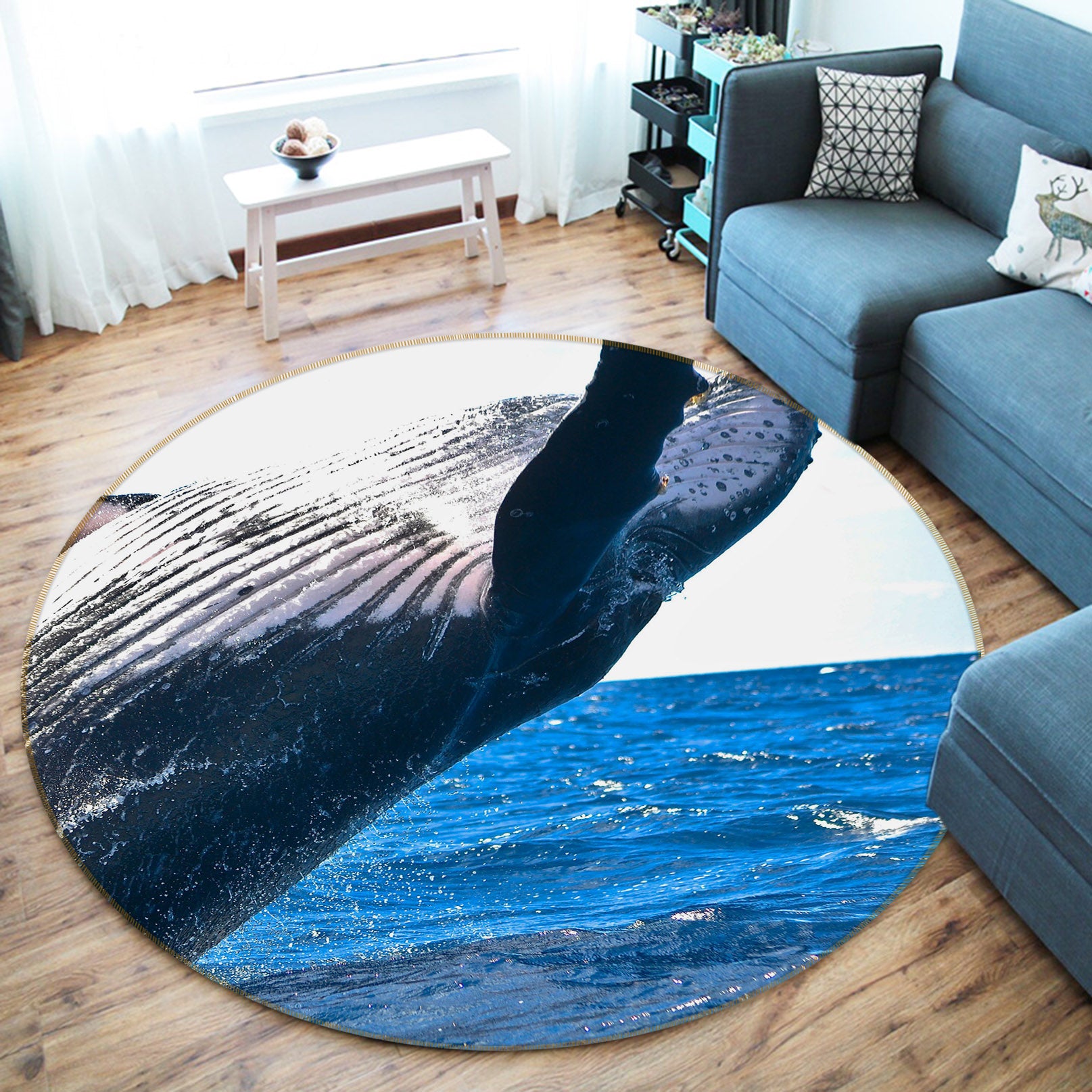 3D Whale 81267 Animal Round Non Slip Rug Mat