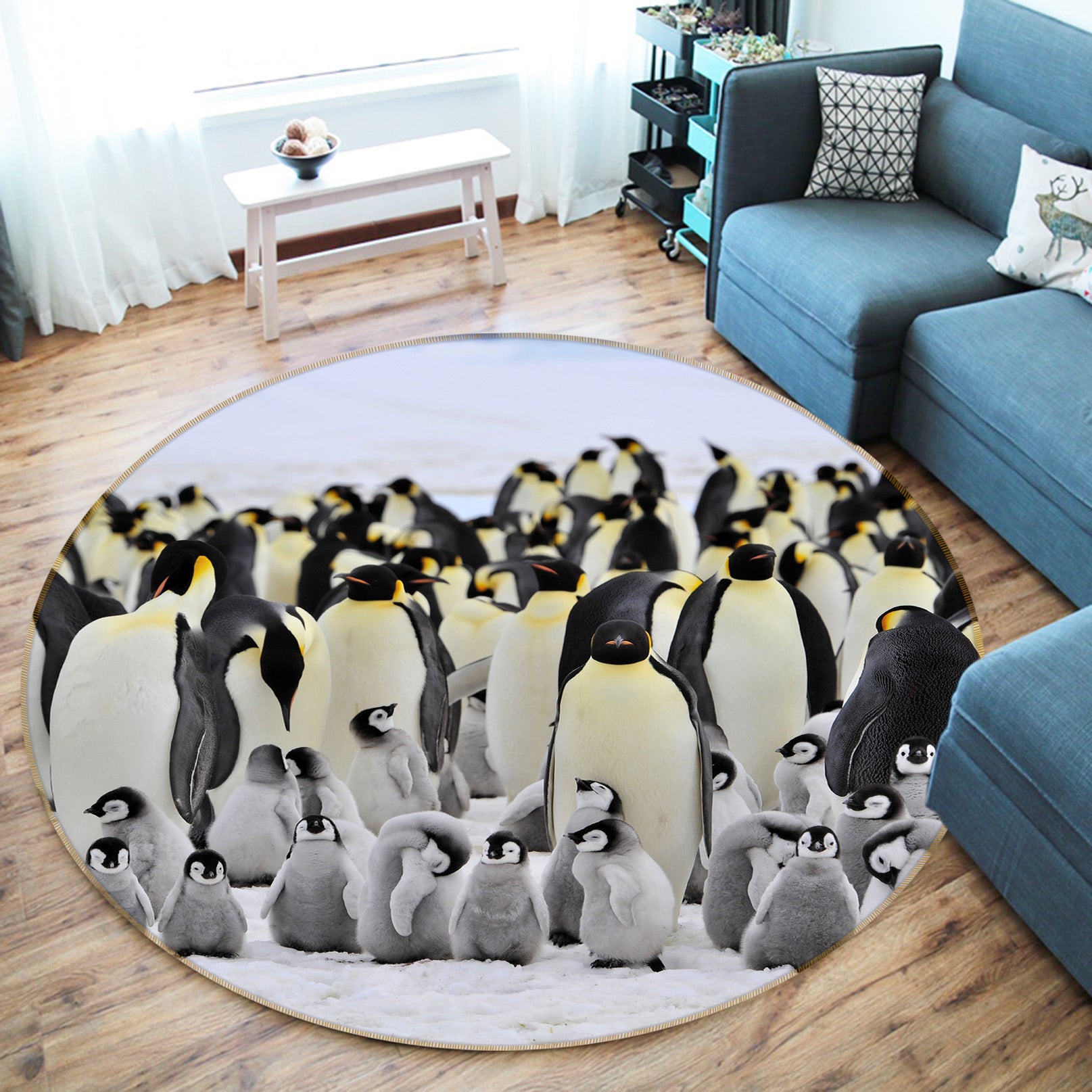 3D Penguin Group 38040 Animal Round Non Slip Rug Mat