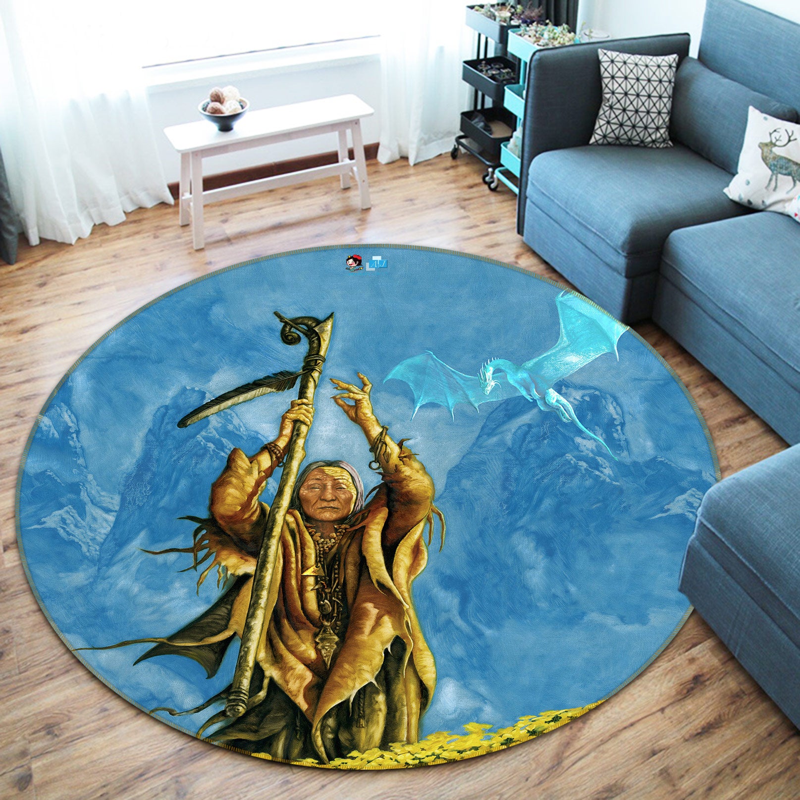 3D Scepter Elder 6113 Ciruelo Rug Round Non Slip Rug Mat