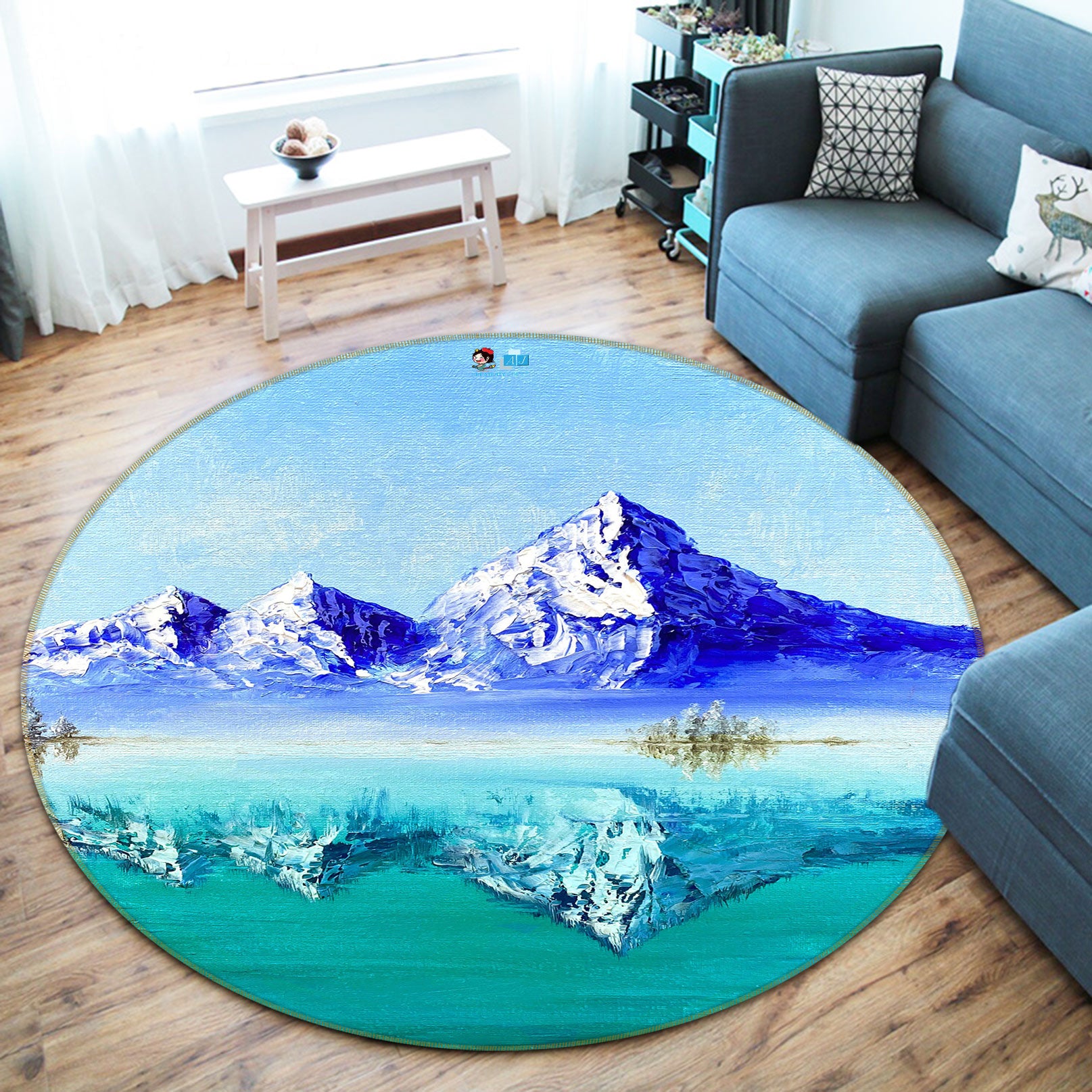 3D Snow Mountain Shadow 9752 Marina Zotova Rug Round Non Slip Rug Mat