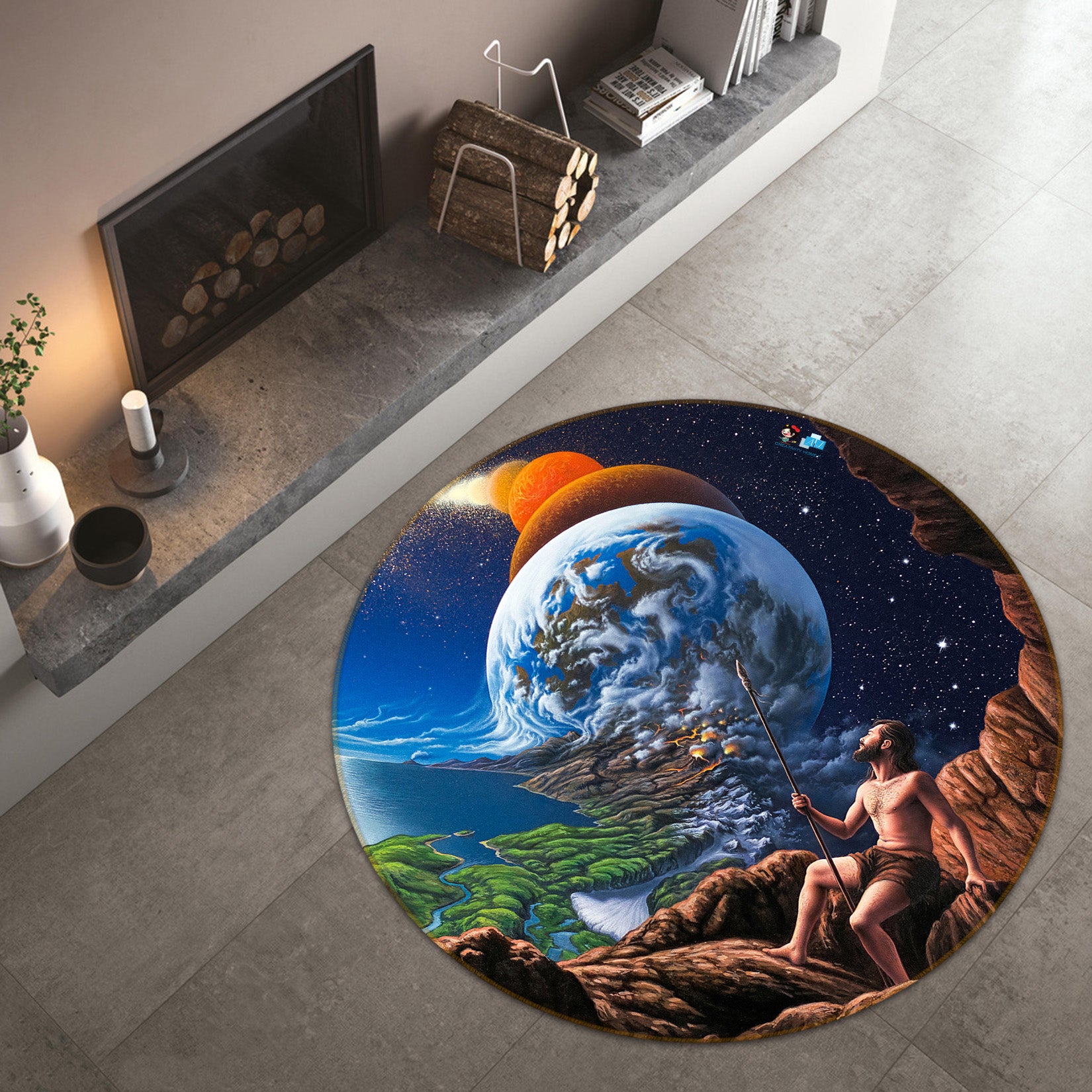 3D Planet Earth 85127 Jerry LoFaro Rug Round Non Slip Rug Mat