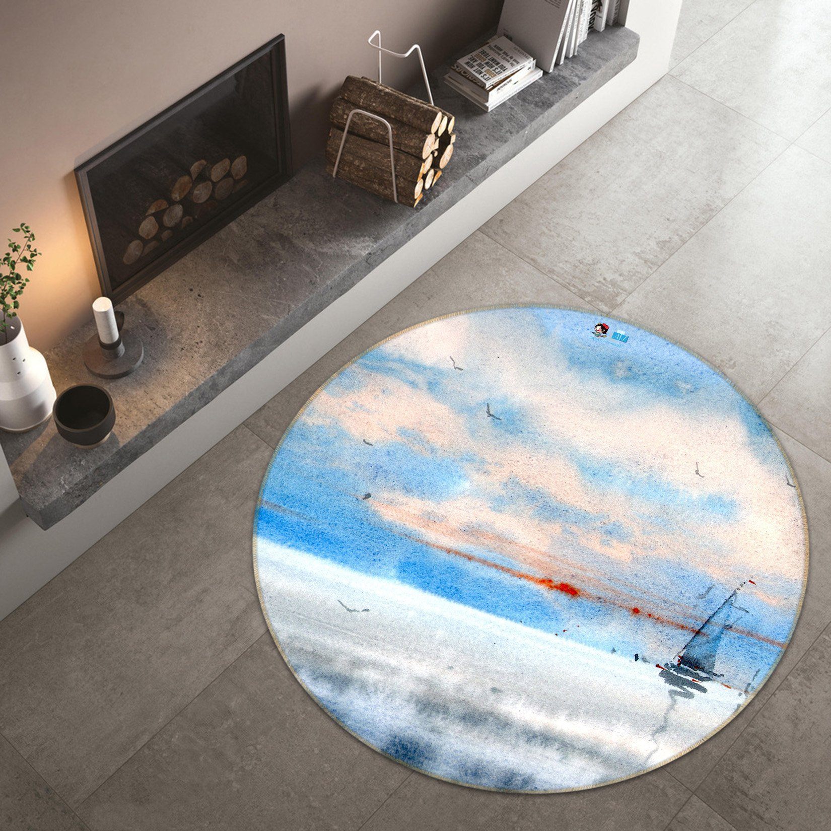 3D Hand Drawn Boat 127 Round Non Slip Rug Mat Mat AJ Creativity Home 