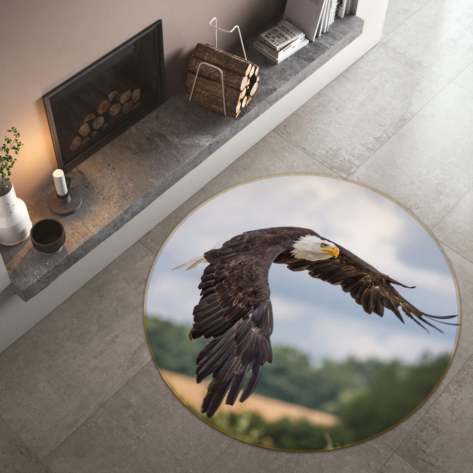 3D Fly Eagle 82187 Animal Round Non Slip Rug Mat