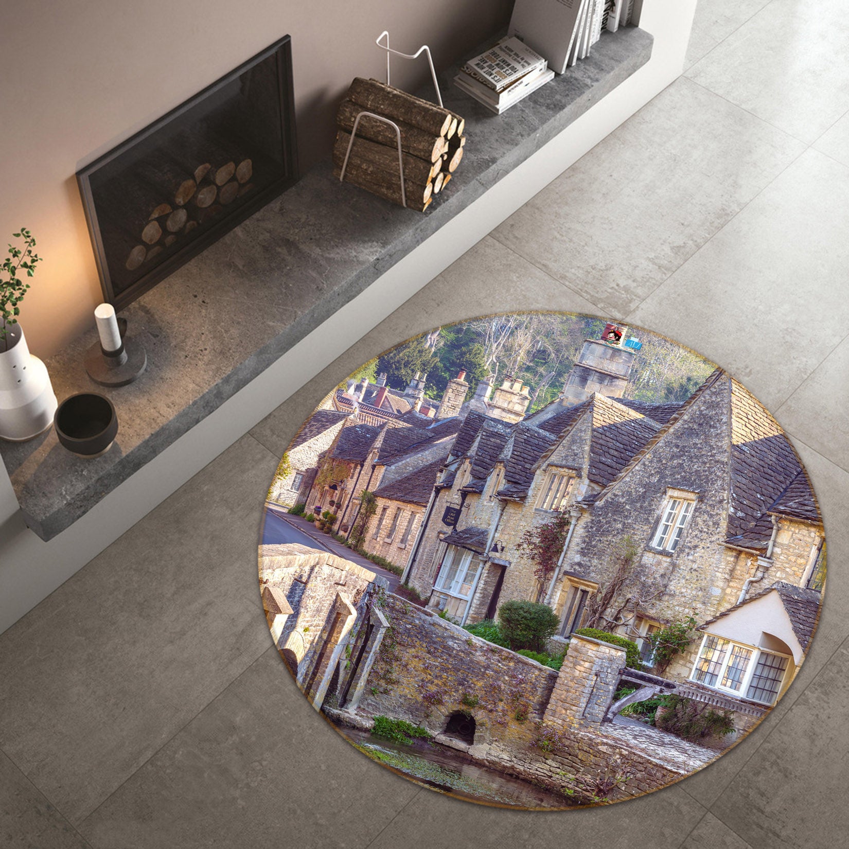 3D Summer Village 7397 Assaf Frank Rug Round Non Slip Rug Mat