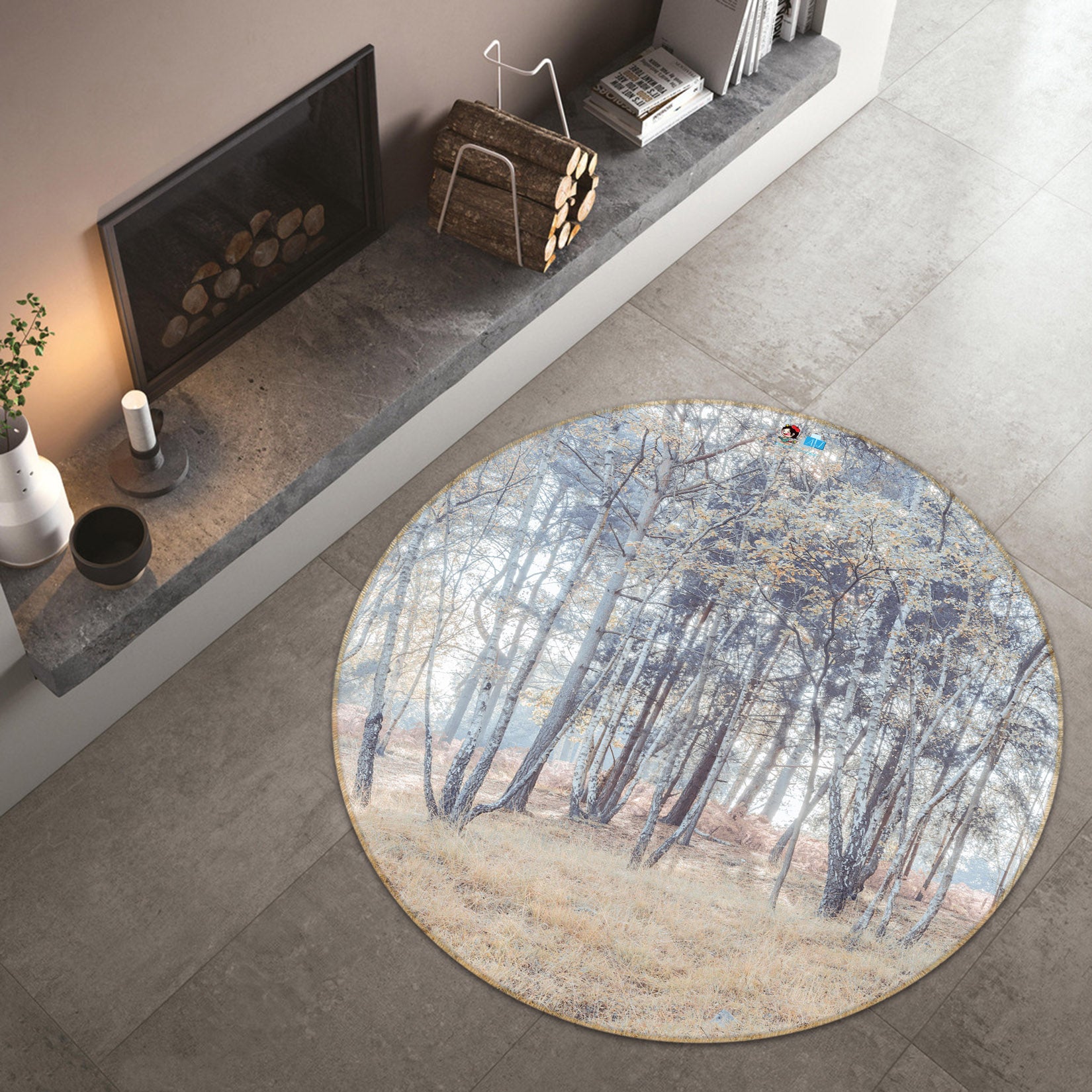 3D Yellow Grassland 7421 Assaf Frank Rug Round Non Slip Rug Mat