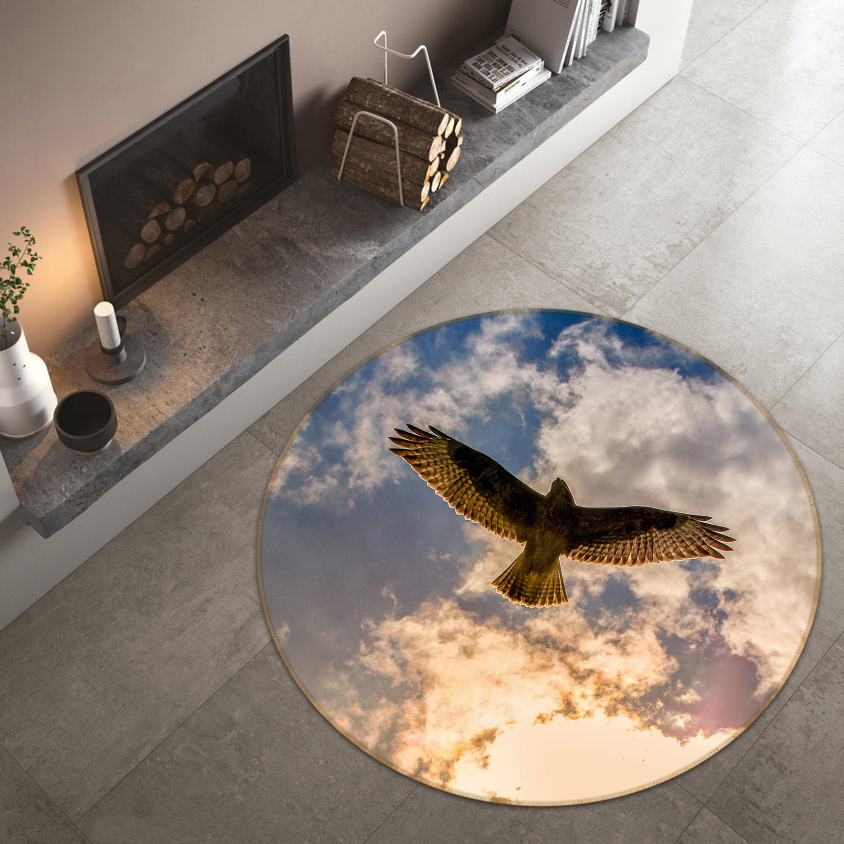 3D Sky Eagle 82202 Animal Round Non Slip Rug Mat